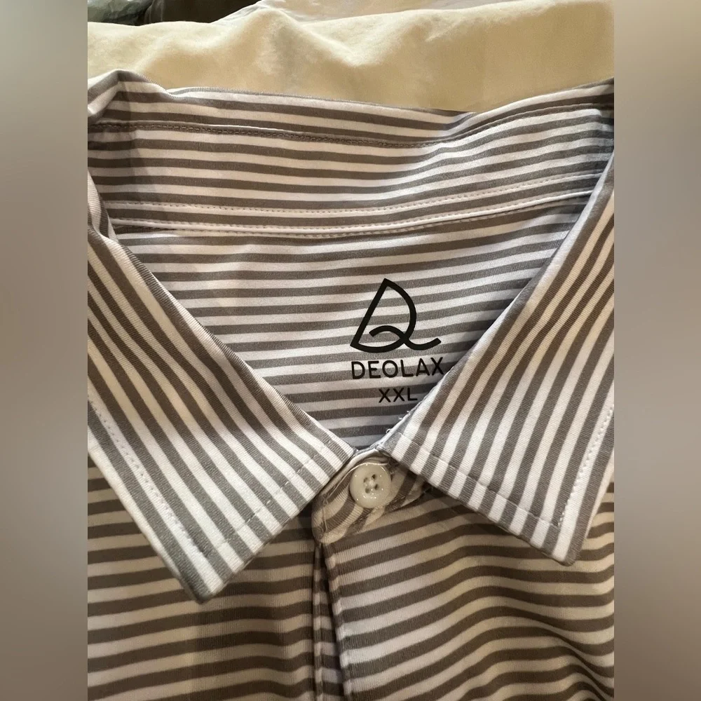 Grey & Whote Striped Golf Polo XXL